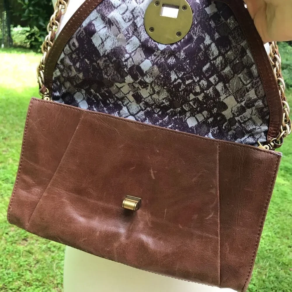 Elliott Lucca Womens Woven Leather Envelope Purse